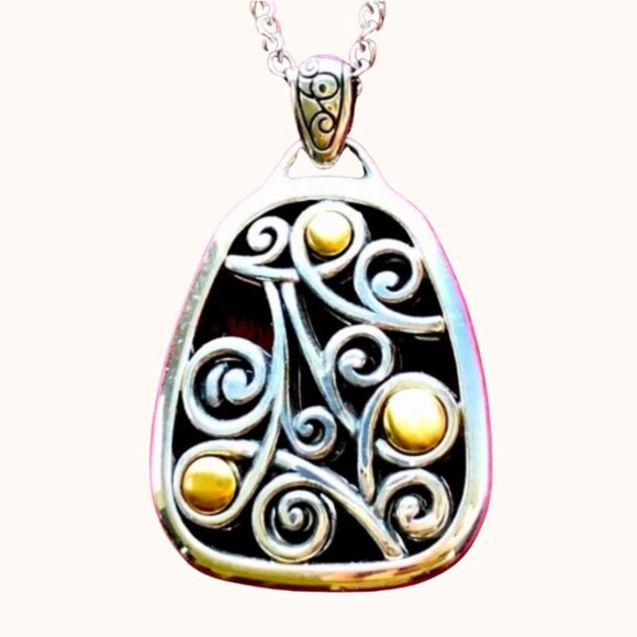 NWOT ⭐️ Brighton Silver & Gold Tone Pendant Necklace - Picture 7 of 16